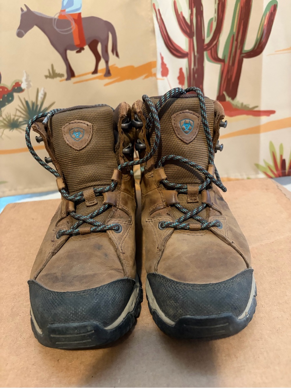 Ariat Brown Lace-Up Women's Work Boots with Black Toe Caps